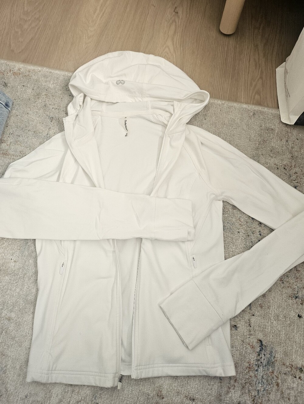 TNA White Hooded Zip-Up Jacket